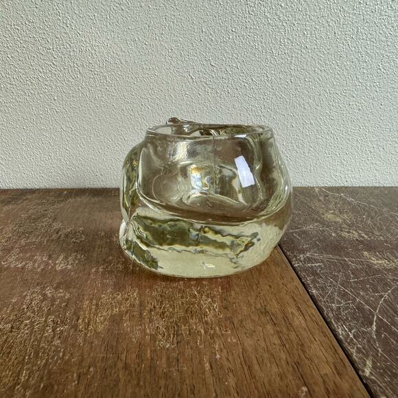 Avon Vintage Sleeping Cat Crystal Glass Votive Tea Lite Candle Holder HEAVY - Picture 5 of 8